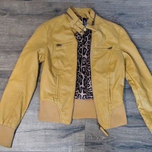 Faux leather Mustard Yellow Moto / bomber jacket